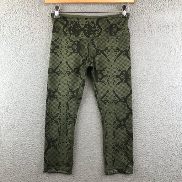 Lululemon size 6 Wunder Under Crop Leggings Ziggy Snake Fatigue Green Gator - Picture 2 of 11